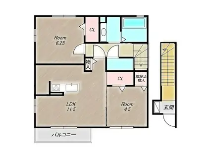 リノ B(2LDK/2階)の間取り写真