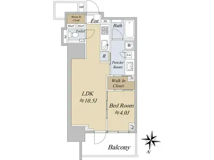 プラウド久屋大通(1LDK/11階)の間取り写真