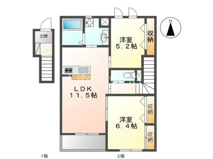 マルハII番館(2LDK/2階)の間取り写真