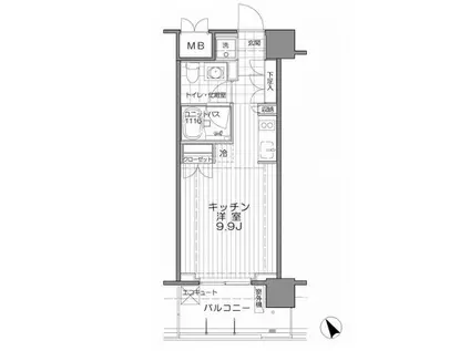 アンビエンテ芝浦(ワンルーム/9階)の間取り写真