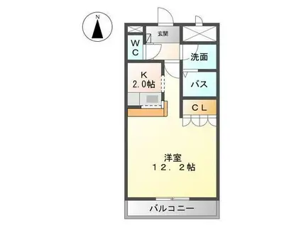 クレア フィオーレ(1K/1階)の間取り写真