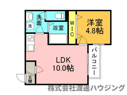 ランコントル江坂(1LDK/2階)の間取り写真