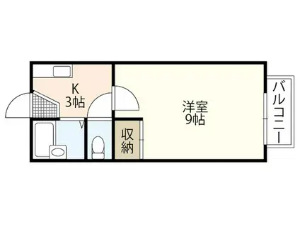 アビタシオン庚午 A棟(1K/2階)の間取り写真