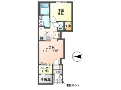 大村町アパート(1LDK/1階)の間取り写真