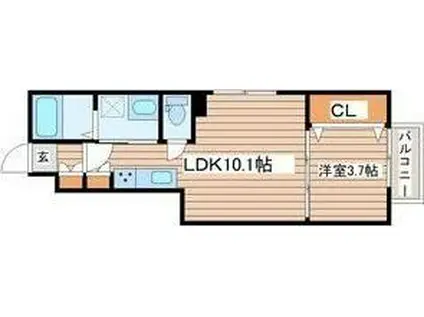 キララ鈎取本町I(1LDK/1階)の間取り写真