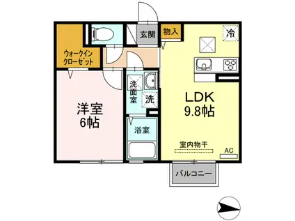 フリ一デ ハイム(1LDK/1階)の間取り写真