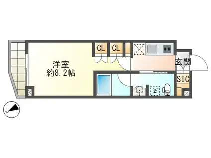 ステージファースト八王子II(1K/2階)の間取り写真