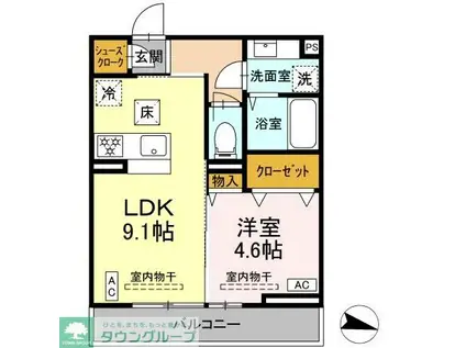 レンブランサ湘南台(1LDK/1階)の間取り写真