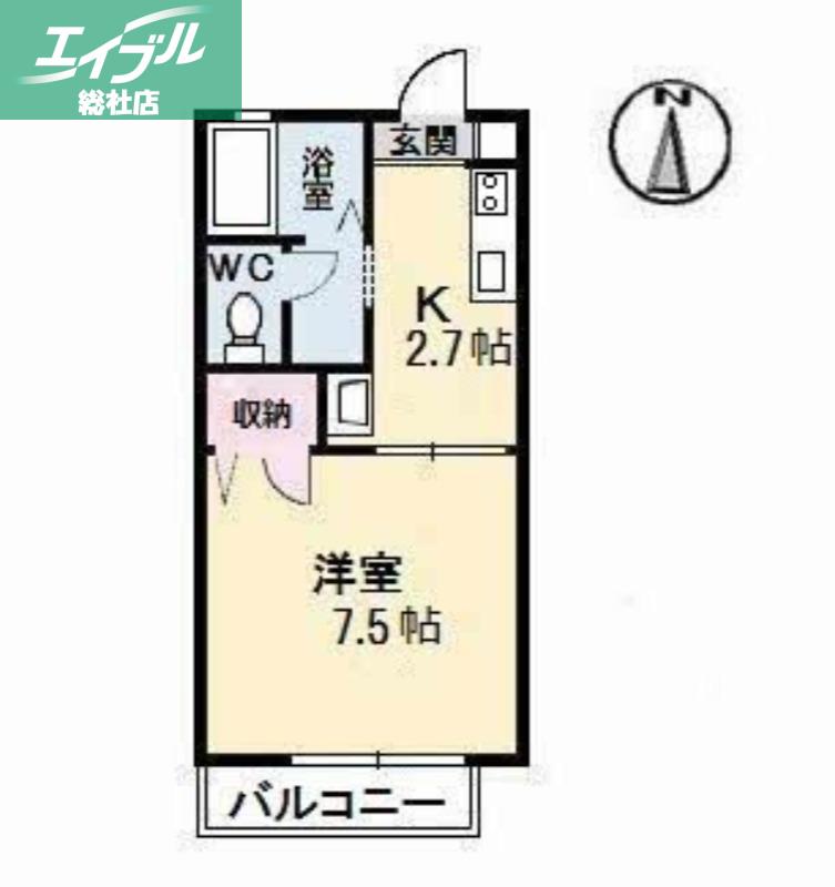 ディアエスタB棟(1K/1階)の間取り写真