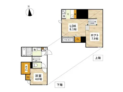 ADC熊本駅南ブルク(1LDK/2階)の間取り写真