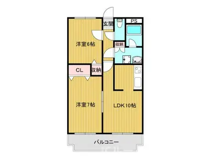 キングハイツ(2LDK/2階)の間取り写真