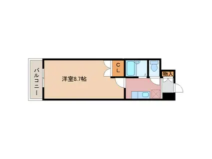 サンセイハイツ社台(1K/4階)の間取り写真