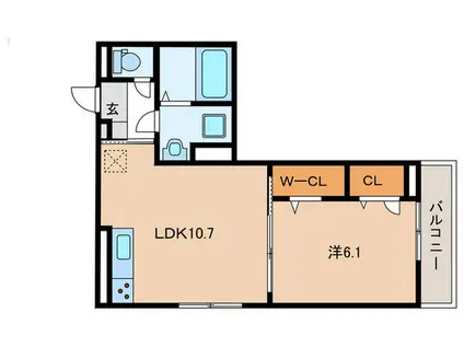 GRAMM御陵A(1LDK/2階)の間取り写真