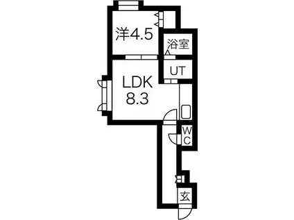 アルティス環状通III(1DK/2階)の間取り写真