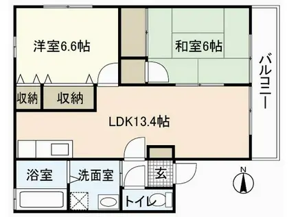 レユスィール三宅A(2LDK/2階)の間取り写真