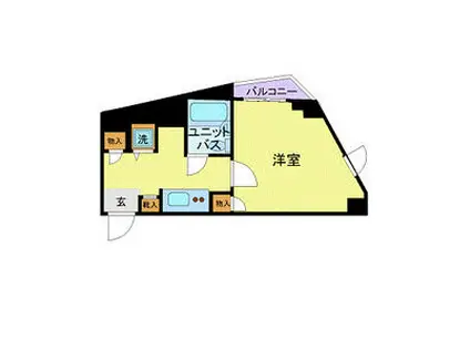 スカイコート市ヶ谷柳町(1K/2階)の間取り写真