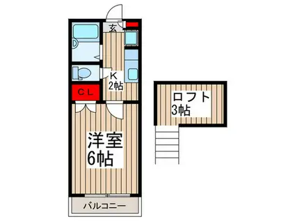 ベルメゾンサクラ(1K/2階)の間取り写真