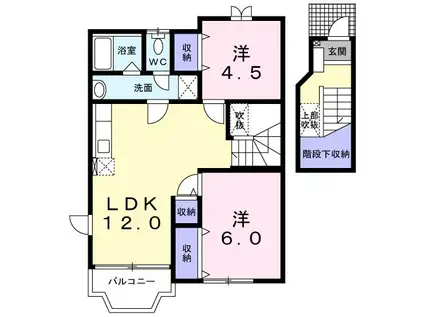アヴェニールソルティA(2LDK/2階)の間取り写真