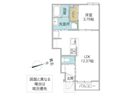 レーガベーネ河原子(1LDK/1階)の間取り写真