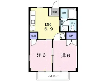 ブルースカイ(2DK/2階)の間取り写真