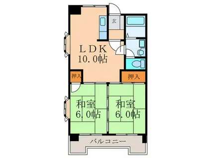 レジデンス鋲賀(2LDK/5階)の間取り写真