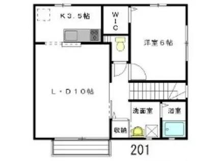 公友ハイツ(1LDK/2階)の間取り写真