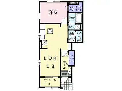 ノール・パルクヴェールII(1LDK/1階)の間取り写真