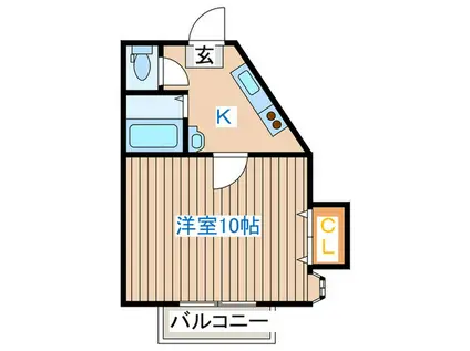 エクレール千代田町B棟(1K/2階)の間取り写真