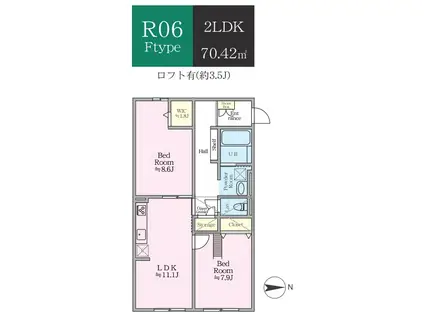 ティーリミテッド(2LDK/2階)の間取り写真