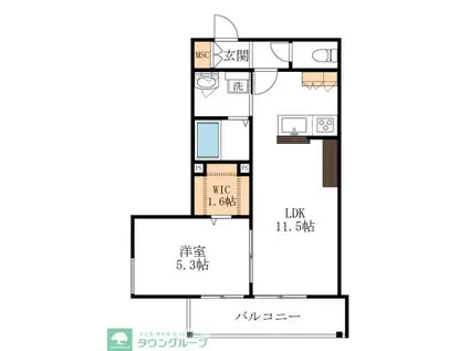 スピキュール蔵前(1LDK/2階)の間取り写真