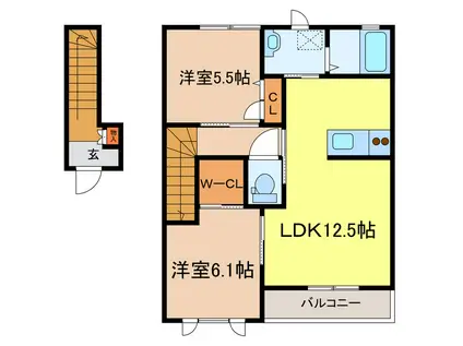 みずほメゾンB(2LDK/2階)の間取り写真
