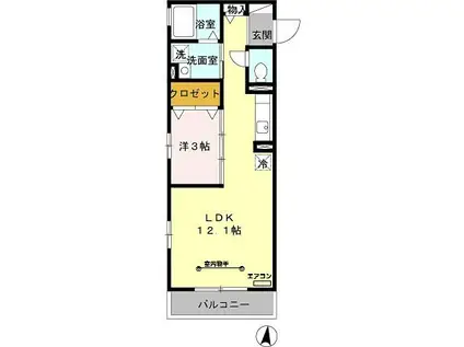 トゥールフルール(1LDK/1階)の間取り写真