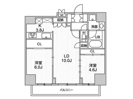 シーフォルム大井町Ⅱ(2LDK/13階)の間取り写真