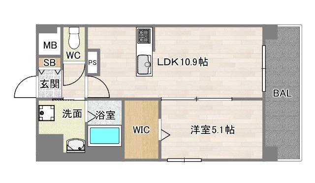 アストラルグラミ阿倍野(1LDK/2階)の間取り写真