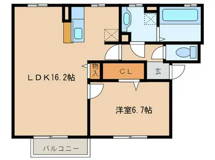 ベル ミラコスタ(1LDK/1階)の間取り写真