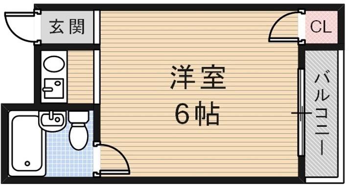 ハマンション枚方元町(ワンルーム/2階)の間取り写真