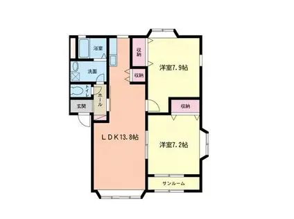 メゾン・ラルジュ(2LDK/2階)の間取り写真