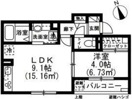 ソレイユ調布(1LDK/2階)の間取り写真