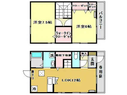 ローズコートコモ(2LDK/1階)の間取り写真