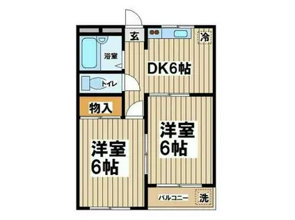 三鷹台パークハイツ-2029年12月31日迄定期-(2DK/1階)の間取り写真