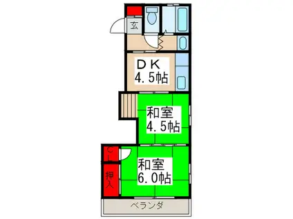ハイツ福寿(2DK/2階)の間取り写真