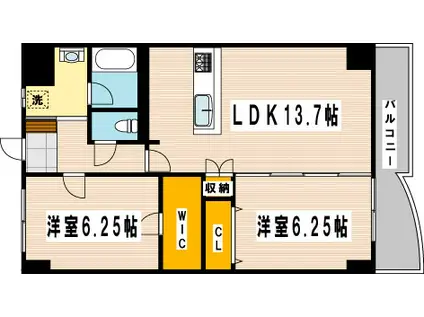 CREWS ROI.TENJIN (2LDK/5階)の間取り写真
