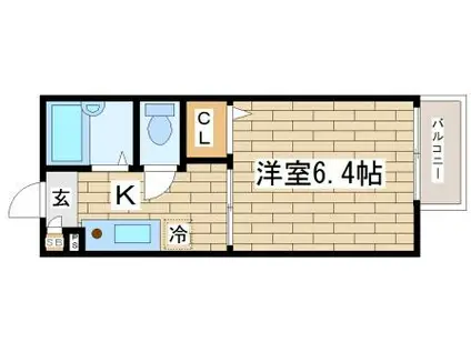 ディアス奥須磨(1K/2階)の間取り写真