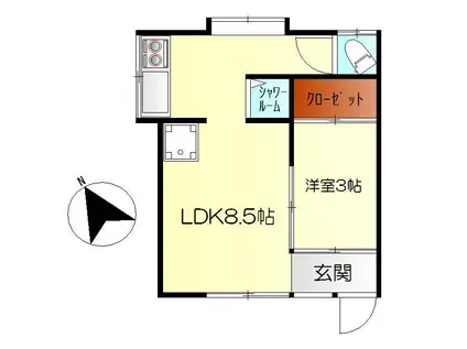 田中アパート(1LDK/2階)の間取り写真