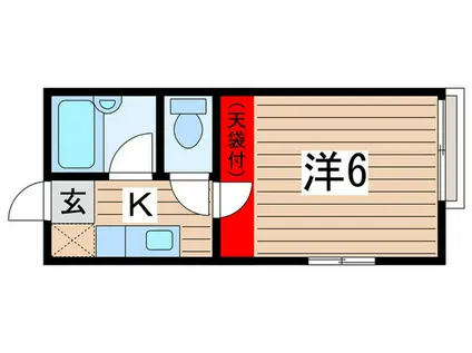 天台ハイリビング参番館(1K/1階)の間取り写真