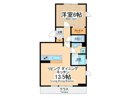 ヤマザキコーポラス(1LDK/1階)の間取り写真