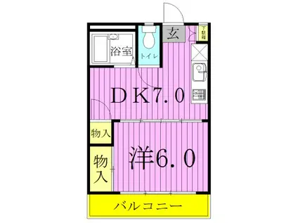 ぷれじるイソガイII(1DK/3階)の間取り写真