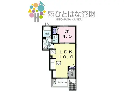 階上地区物件 ヒルサイドハウス(1LDK/1階)の間取り写真