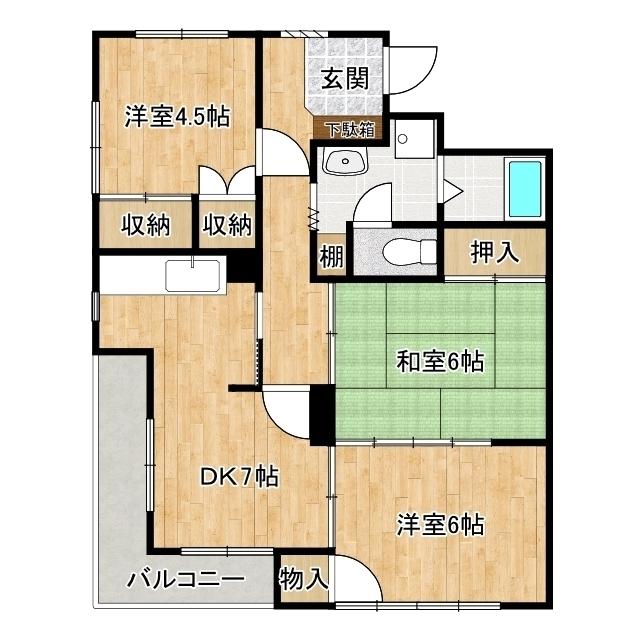 ホンケマンション(3DK/3階)の間取り写真