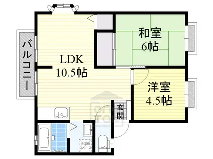 サンビレッジ岸部(2LDK/2階)の間取り写真